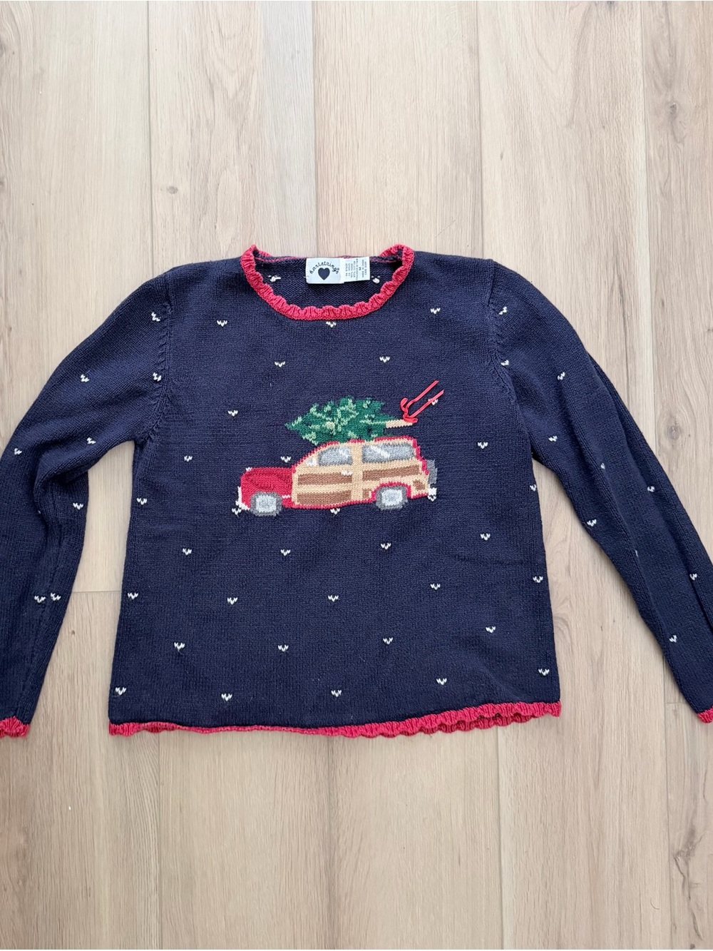 Vintage Hartstrings navy blue knit holiday sweater